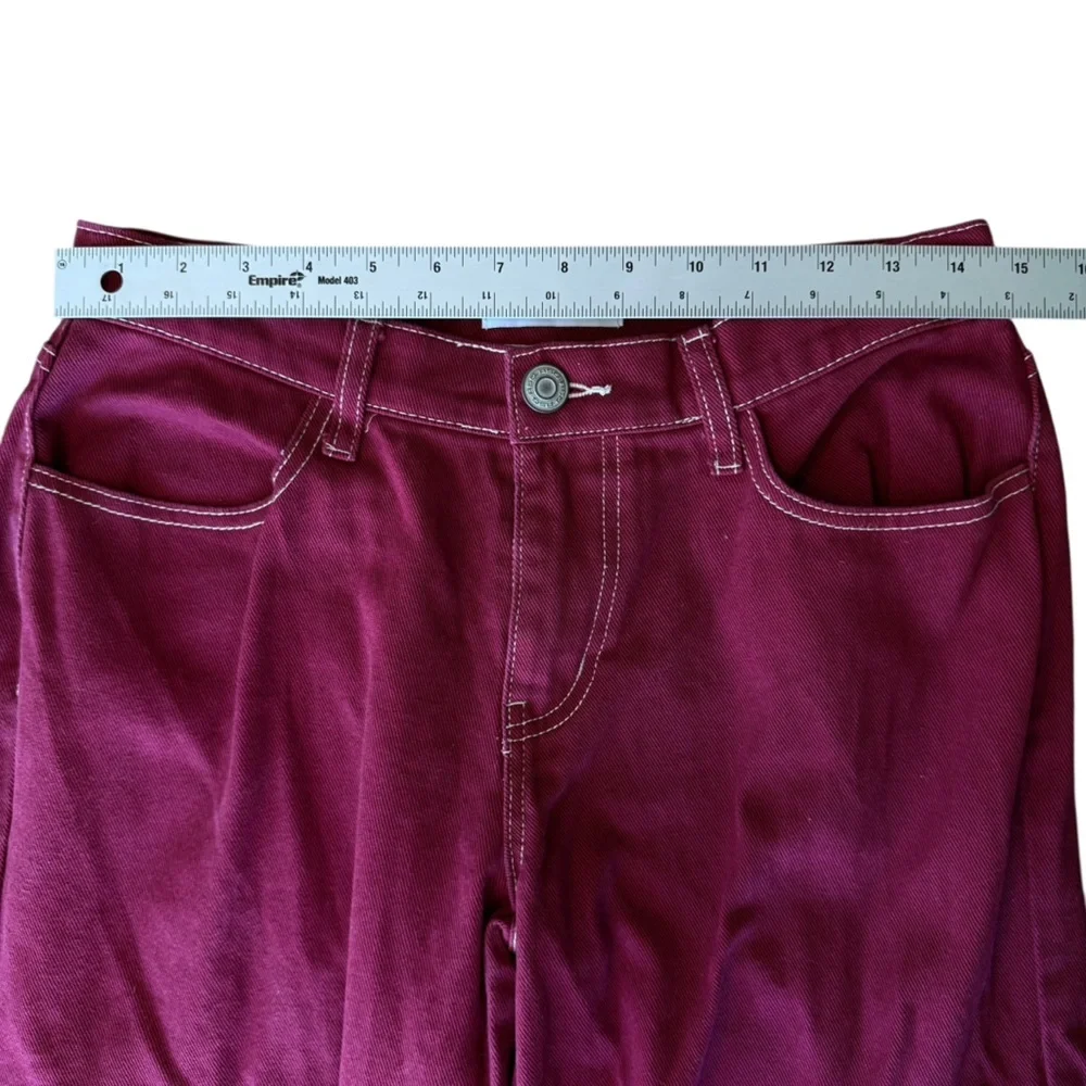 RSQ Women'sSize 26 Low Rise Wide Leg Cargo Jeans Garnet Baggy Y2K